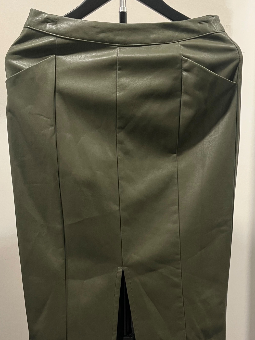 Who What Wear Olive Faux Leather Pencil Skirt